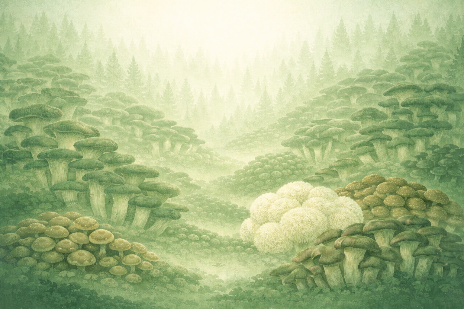 Boreal forest with gourmet mushrooms
